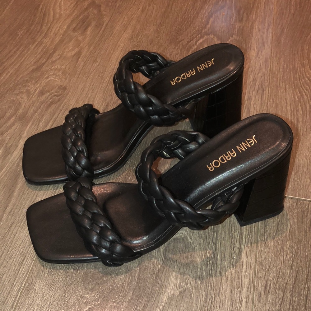 Shein JENN ARDOR Women's Chunky Braided Heeled Block Slide Sandals size 9